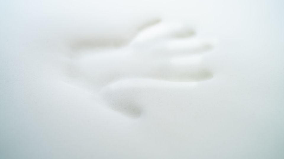 memory foam hand mark left after placing pressure